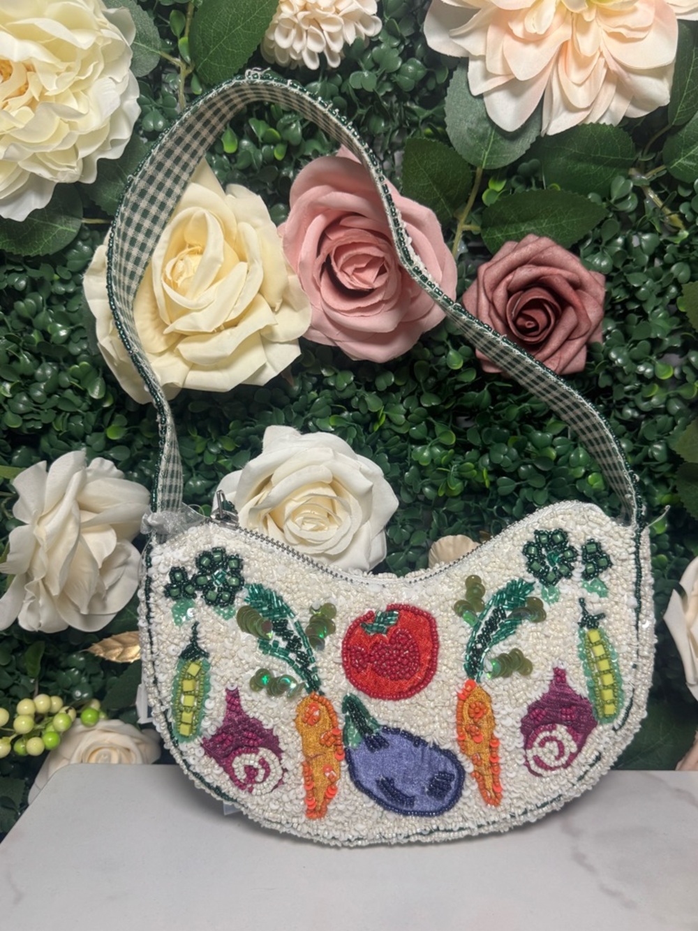 Handcrafted In India Vegetable Beaded Bag!